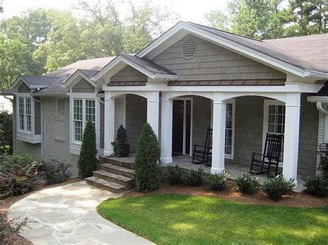 ranch house with metal roof and large front porch|ranch style homes exterior.